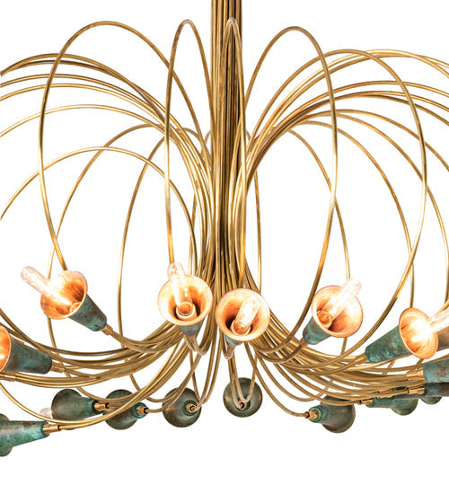 Meyda Lighting Coyle Logan 42" 24-Light Brushed Brass & Verdigris Copper Chandelier