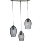 Meyda Lighting Crackle Orb 20" 3-Light Brushed Nickel Cascading Pendant Light With Clear Crackle & Sapphire Tint Shade Glass