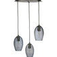 Meyda Lighting Crackle Orb 20" 3-Light Brushed Nickel Cascading Pendant Light With Clear Crackle & Sapphire Tint Shade Glass