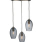 Meyda Lighting Crackle Orb 20" 3-Light Brushed Nickel Cascading Pendant Light With Clear Crackle & Sapphire Tint Shade Glass