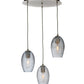 Meyda Lighting Crackle Orb 20" 3-Light Brushed Nickel Cascading Pendant Light With Clear Crackle & Sapphire Tint Shade Glass