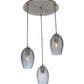 Meyda Lighting Crackle Orb 20" 3-Light Brushed Nickel Cascading Pendant Light With Clear Crackle & Sapphire Tint Shade Glass