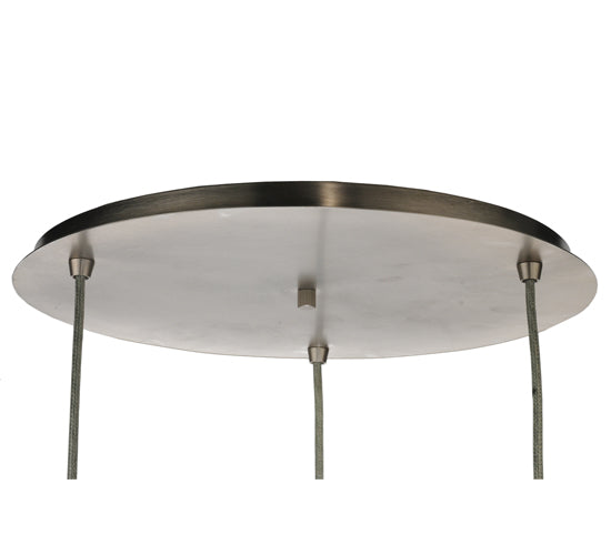 Meyda Lighting Crackle Orb 20" 3-Light Brushed Nickel Cascading Pendant Light With Clear Crackle & Sapphire Tint Shade Glass