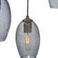 Meyda Lighting Crackle Orb 20" 3-Light Brushed Nickel Cascading Pendant Light With Clear Crackle & Sapphire Tint Shade Glass