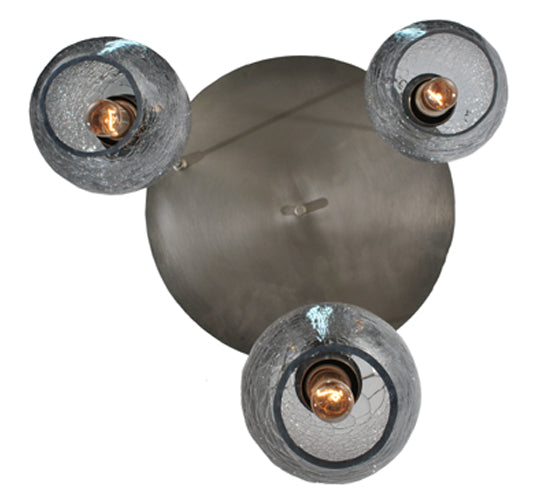 Meyda Lighting Crackle Orb 20" 3-Light Brushed Nickel Cascading Pendant Light With Clear Crackle & Sapphire Tint Shade Glass