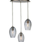 Meyda Lighting Crackle Orb 20" 3-Light Brushed Nickel Cascading Pendant Light With Clear Crackle & Sapphire Tint Shade Glass