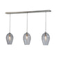 Meyda Lighting Crackle Orb 44" 3-Light Brushed Nickel Island Pendant Light With Clear Crackle & Sapphire Tint Shade Glass