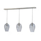 Meyda Lighting Crackle Orb 44" 3-Light Brushed Nickel Island Pendant Light With Clear Crackle & Sapphire Tint Shade Glass