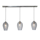 Meyda Lighting Crackle Orb 44" 3-Light Brushed Nickel Island Pendant Light With Clear Crackle & Sapphire Tint Shade Glass
