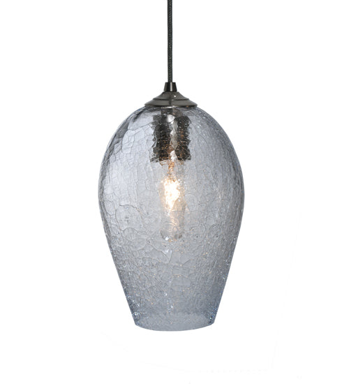 Meyda Lighting Crackle Orb 44" 3-Light Brushed Nickel Island Pendant Light With Clear Crackle & Sapphire Tint Shade Glass