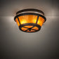 Meyda Lighting Craftsman 13" 2-Light Oil Rubbed Bronze Prime Flush Mount Light With Amber Mica Shade Glass