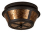 Meyda Lighting Craftsman 13" 2-Light Oil Rubbed Bronze Prime Flush Mount Light With Amber Mica Shade Glass