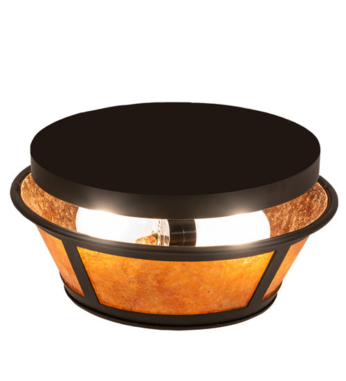 Meyda Lighting Craftsman 13" 2-Light Oil Rubbed Bronze Prime Flush Mount Light With Amber Mica Shade Glass