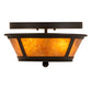 Meyda Lighting Craftsman 13" 2-Light Oil Rubbed Bronze Prime Flush Mount Light With Amber Mica Shade Glass