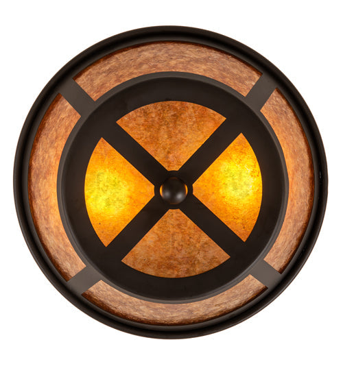 Meyda Lighting Craftsman 13" 2-Light Oil Rubbed Bronze Prime Flush Mount Light With Amber Mica Shade Glass