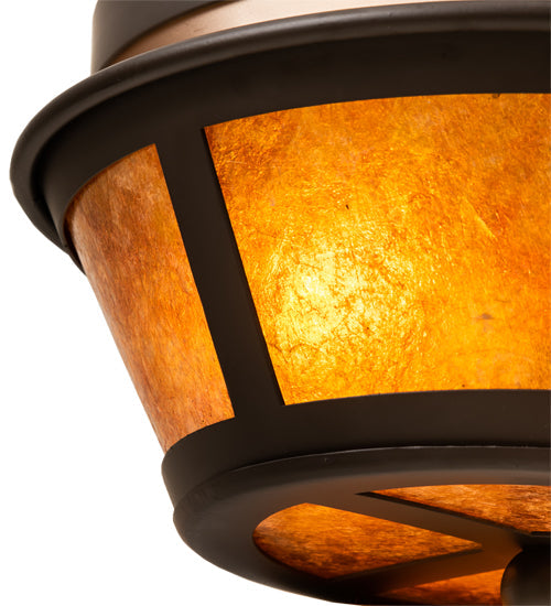 Meyda Lighting Craftsman 13" 2-Light Oil Rubbed Bronze Prime Flush Mount Light With Amber Mica Shade Glass