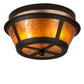 Meyda Lighting Craftsman 13" 2-Light Oil Rubbed Bronze Prime Flush Mount Light With Amber Mica Shade Glass