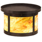 Meyda Lighting Craftsman 14" 2-Light Craftsman Brown Flush Mount Light With Jade Purple & Frosted Clear Shade Glass