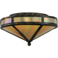 Meyda Lighting Craftsman 16" 2-Light Antique Black Prime Flush Mount Light With Beige Iridescent Shade Glass