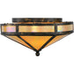 Meyda Lighting Craftsman 16" 2-Light Antique Black Prime Flush Mount Light With Beige Iridescent Shade Glass