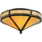 Meyda Lighting Craftsman 16" 2-Light Antique Black Prime Flush Mount Light With Beige Iridescent Shade Glass