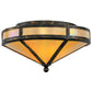 Meyda Lighting Craftsman 16" 2-Light Antique Black Prime Flush Mount Light With Beige Iridescent Shade Glass