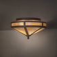 Meyda Lighting Craftsman 16" 2-Light Cafe Noir Prime Flush Mount Light With Beige Iridescent Shade Glass