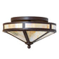 Meyda Lighting Craftsman 16" 2-Light Cafe Noir Prime Flush Mount Light With Beige Iridescent Shade Glass