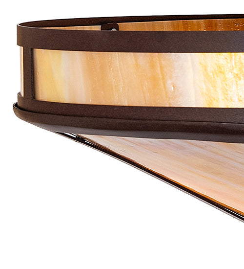 Meyda Lighting Craftsman 16" 2-Light Cafe Noir Prime Flush Mount Light With Beige Iridescent Shade Glass
