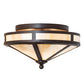 Meyda Lighting Craftsman 16" 2-Light Cafe Noir Prime Flush Mount Light With Beige Iridescent Shade Glass
