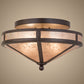 Meyda Lighting Craftsman 16" 2-Light Cafe Noir Prime Flush Mount Light With Silver Mica Shade Glass