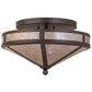 Meyda Lighting Craftsman 16" 2-Light Cafe Noir Prime Flush Mount Light With Silver Mica Shade Glass
