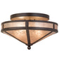 Meyda Lighting Craftsman 16" 2-Light Cafe Noir Prime Flush Mount Light With Silver Mica Shade Glass