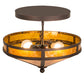 Meyda Lighting Craftsman 16" 2-Light Mahogany Bronze Semi-flush Mount Light With Amber Mica Shade Glass