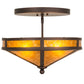 Meyda Lighting Craftsman 16" 2-Light Mahogany Bronze Semi-flush Mount Light With Amber Mica Shade Glass