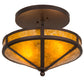 Meyda Lighting Craftsman 16" 2-Light Mahogany Bronze Semi-flush Mount Light With Amber Mica Shade Glass