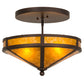 Meyda Lighting Craftsman 16" 2-Light Mahogany Bronze Semi-flush Mount Light With Amber Mica Shade Glass