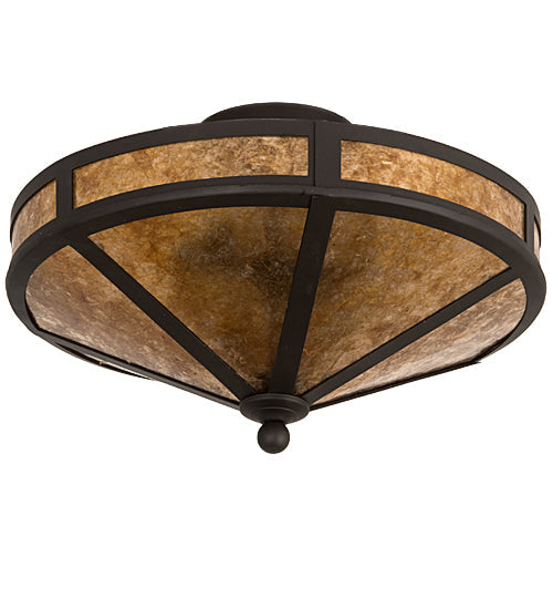 Meyda Lighting Craftsman 16" 2-Light Oil Rubbed Bronze Prime Flush Mount Light With Amber Mica Shade Glass
