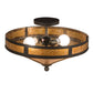 Meyda Lighting Craftsman 16" 2-Light Oil Rubbed Bronze Prime Flush Mount Light With Amber Mica Shade Glass