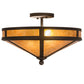 Meyda Lighting Craftsman 16" 2-Light Oil Rubbed Bronze Prime Flush Mount Light With Amber Mica Shade Glass