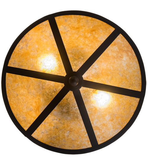 Meyda Lighting Craftsman 16" 2-Light Oil Rubbed Bronze Prime Flush Mount Light With Amber Mica Shade Glass