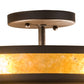 Meyda Lighting Craftsman 16" 2-Light Oil Rubbed Bronze Prime Flush Mount Light With Amber Mica Shade Glass