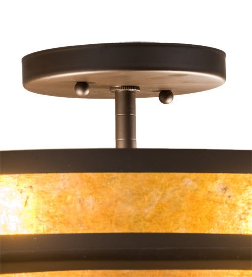 Meyda Lighting Craftsman 16" 2-Light Oil Rubbed Bronze Prime Flush Mount Light With Amber Mica Shade Glass