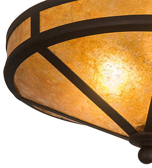 Meyda Lighting Craftsman 16" 2-Light Oil Rubbed Bronze Prime Flush Mount Light With Amber Mica Shade Glass