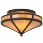 Meyda Lighting Craftsman 16" 2-Light Oil Rubbed Bronze Prime Flush Mount Light With Beige Iridescent Shade Glass