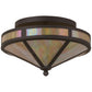 Meyda Lighting Craftsman 16" 2-Light Oil Rubbed Bronze Prime Flush Mount Light With Beige Iridescent Shade Glass