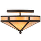 Meyda Lighting Craftsman 16" 2-Light Oil Rubbed Bronze Prime Flush Mount Light With Beige Iridescent Shade Glass