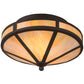 Meyda Lighting Craftsman 16" 2-Light Oil Rubbed Bronze Prime Flush Mount Light With Beige Iridescent Shade Glass