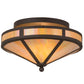 Meyda Lighting Craftsman 16" 2-Light Oil Rubbed Bronze Prime Flush Mount Light With Beige Iridescent Shade Glass