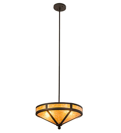 Meyda Lighting Craftsman 16" 2-Light Oil Rubbed Bronze Prime Semi-flush Mount Light With Amber Mica Shade Glass